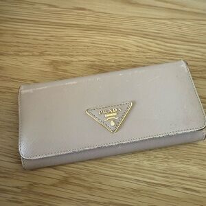 11 - Prada Beige Wallet with Gold Logo